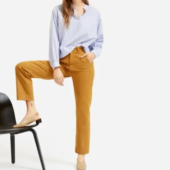 Everlane Pants 0 Denim Straight Leg Cropped Jean Golden Brown Neutral Minimalist - Picture 8 of 15